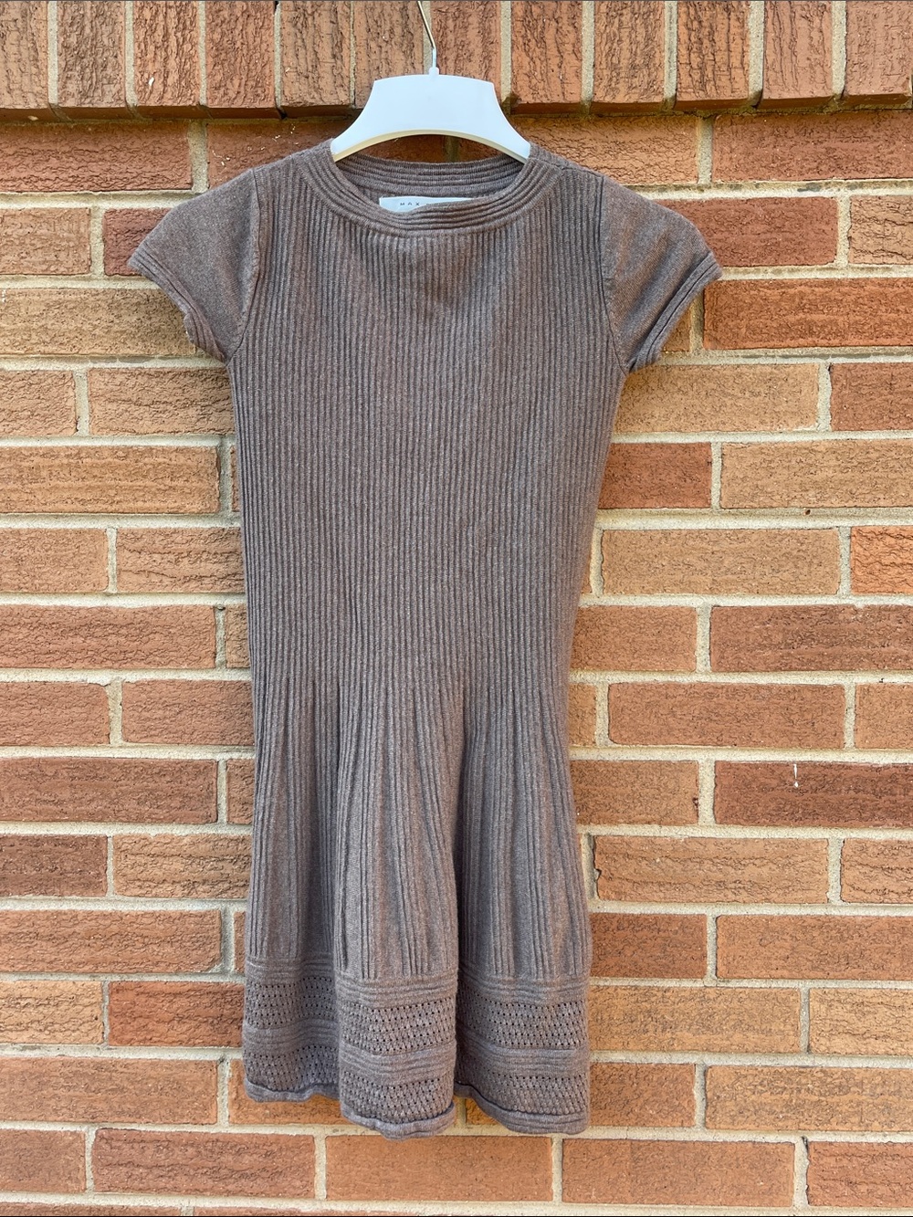 Max studio Y2K short sleeve ribbed knit sweater mini dress XS extra small